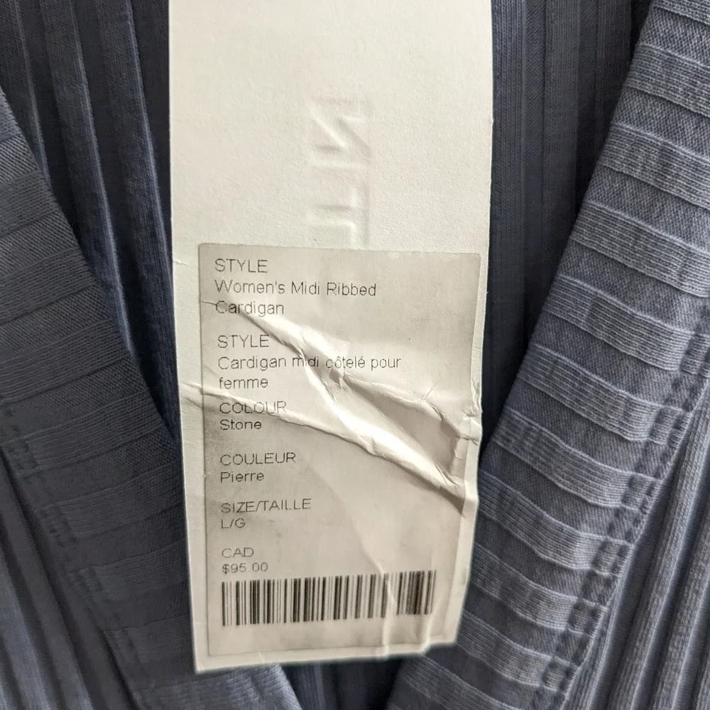 NWT KOTN | Women's Midi Ribbed Cardigan in Stone Blue - Picture 8 of 10